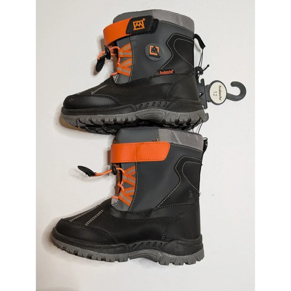 Avalanche Boys Snow Boots Size 12 Grey‎ Black Orange Winter AV92243HB NEW